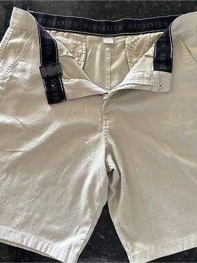 Hang Ten Men's Light Beige Chino Shorts with Branded Waistband